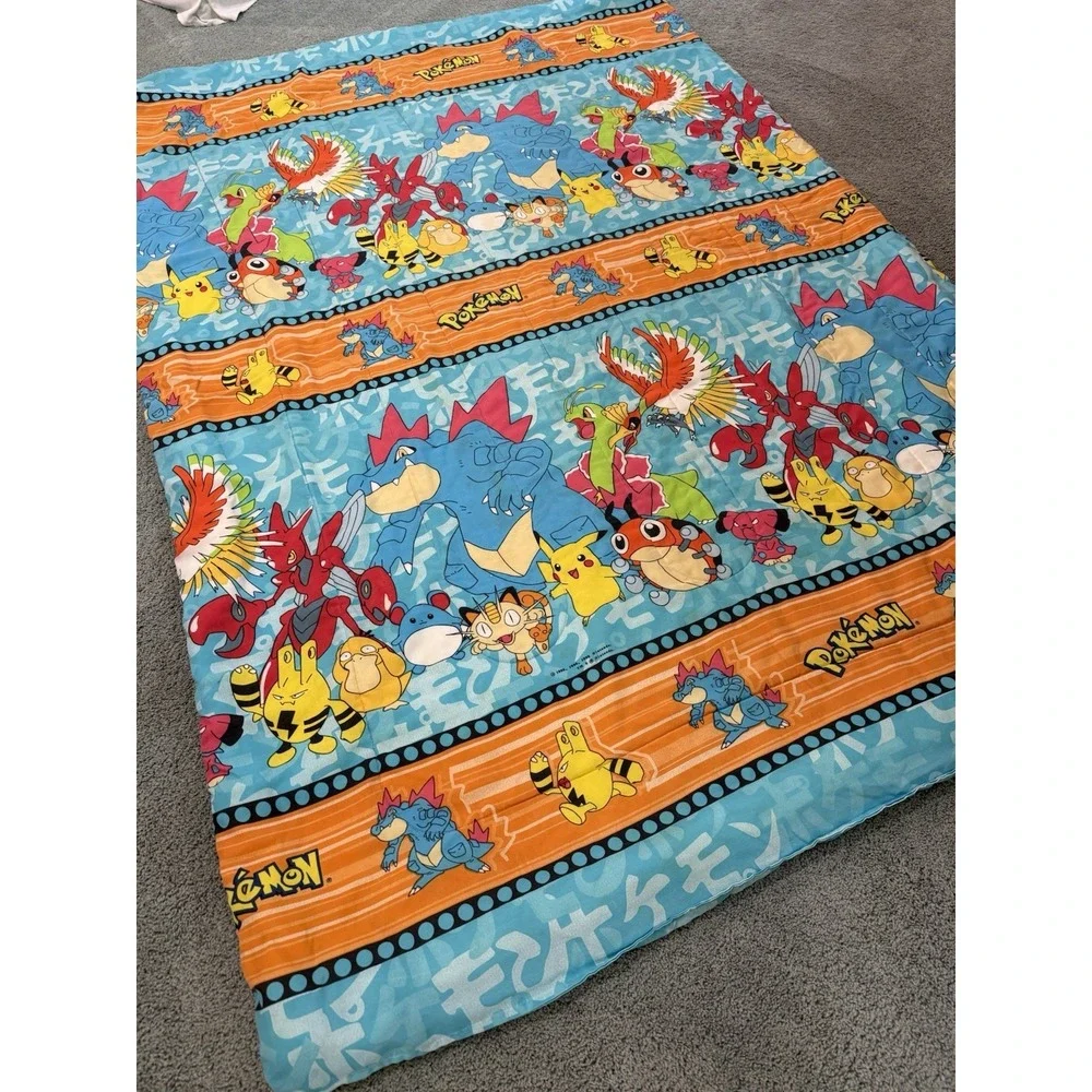 Vintage 1998 Pokemon Bed Comforter Blanket Nintendo Rare Video Game Twin Size